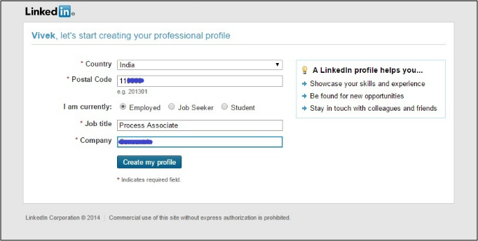 how to create a linkedin profile - basic info