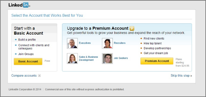 how to create a linkedin profile - completing the signup