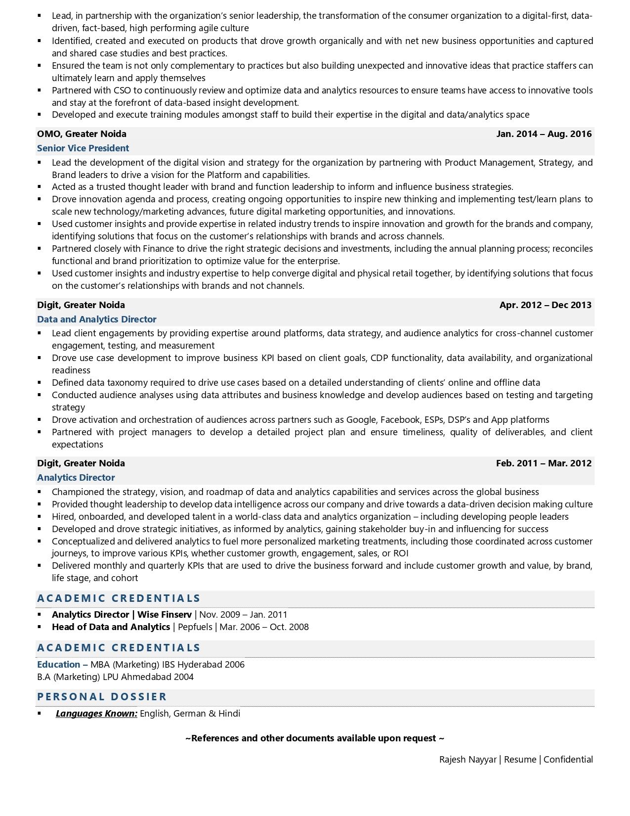 Chief Digital Officer - Resume Example & Template