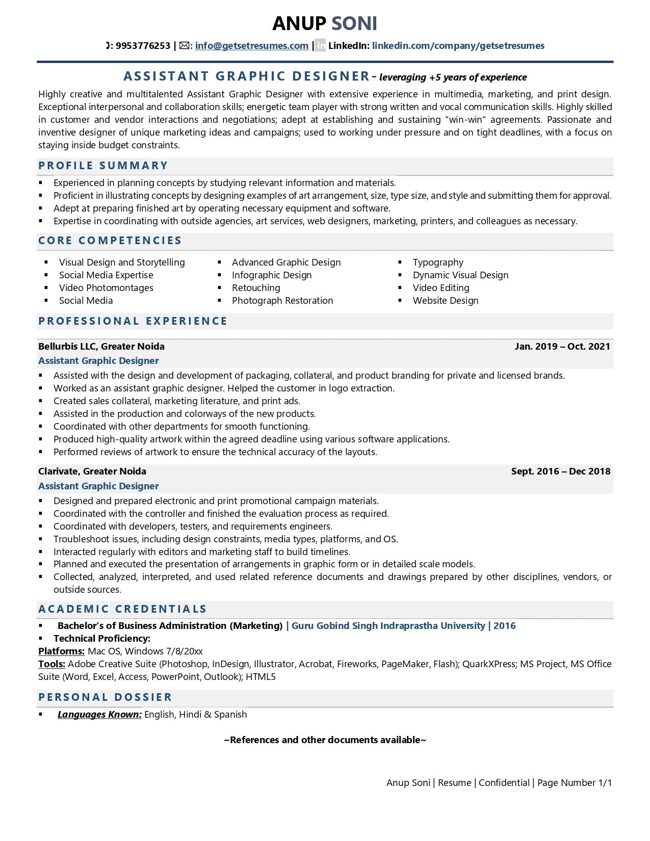 Assistant Graphic Designer - Resume Example & Template