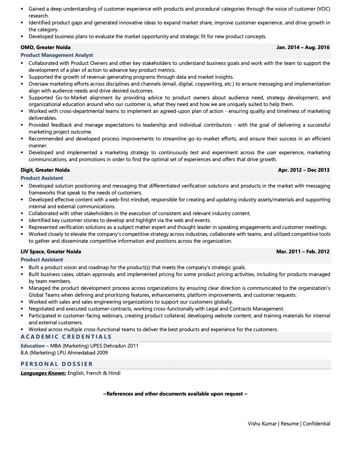 Product Manager - Resume Example & Template