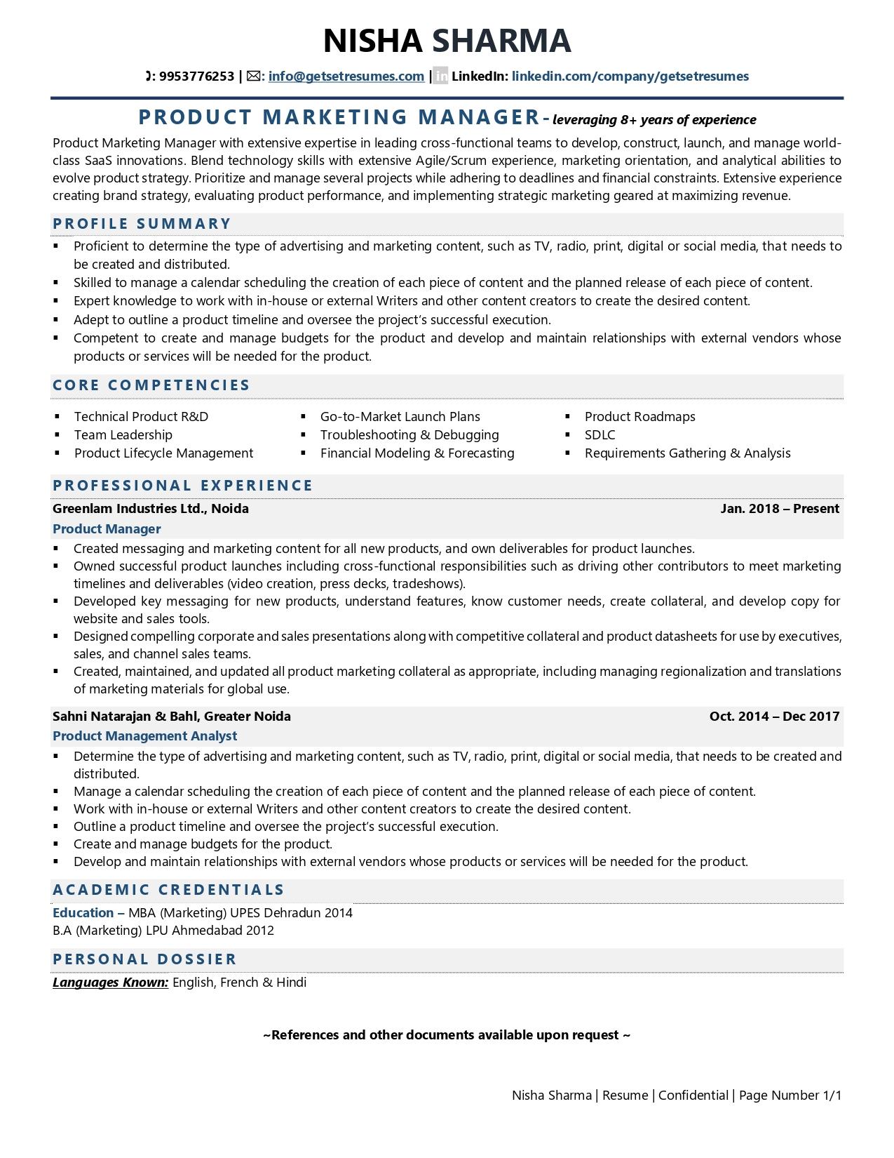 personal summary for marketing resume