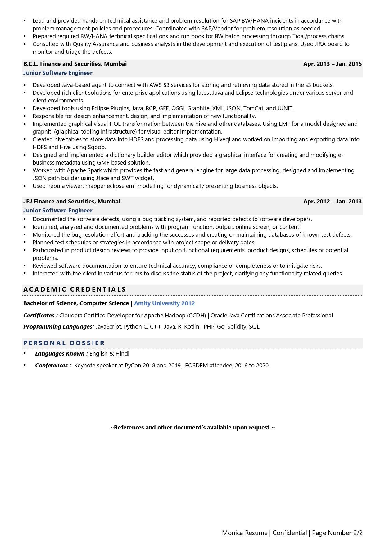 Software Engineer - Resume Example & Template