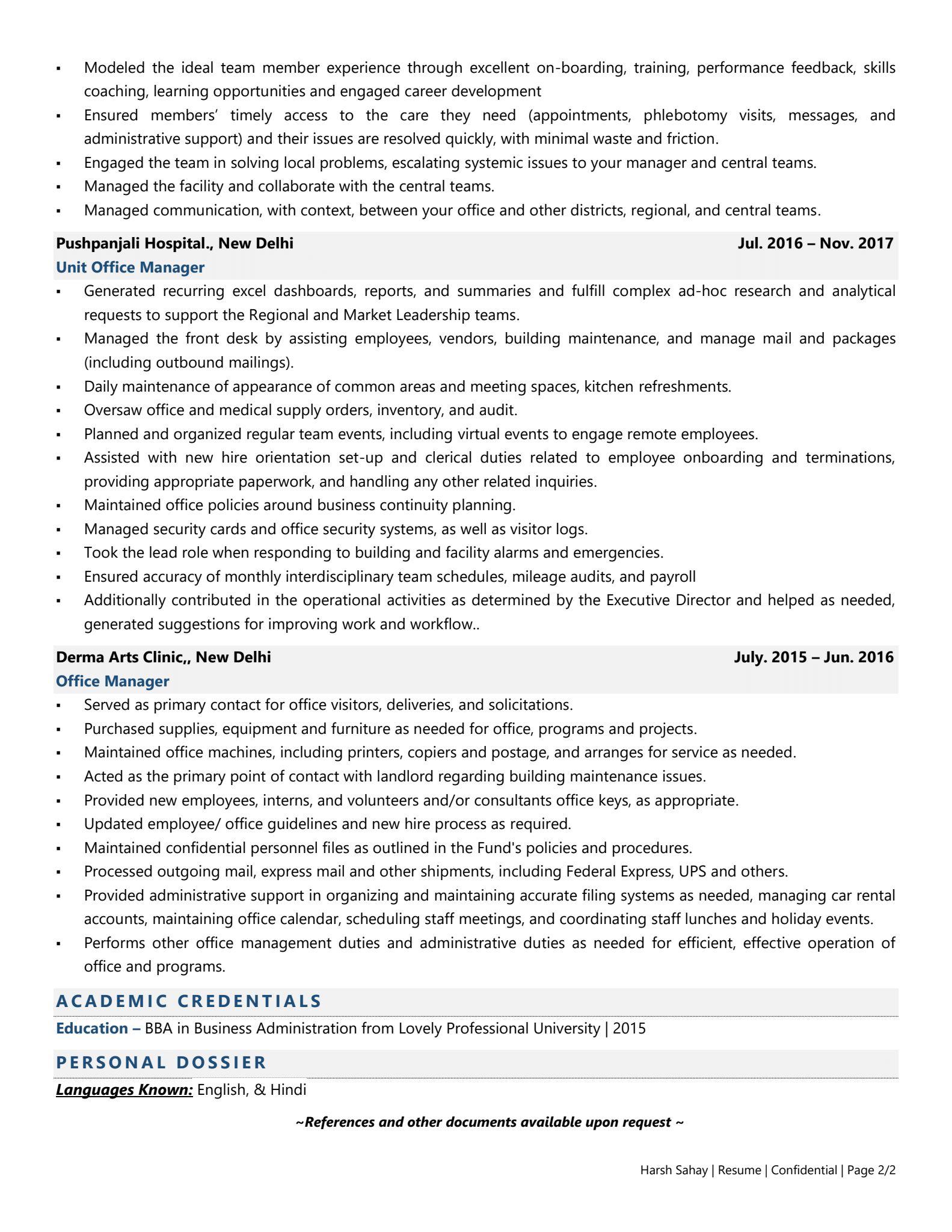 Office Manager - Resume Example & Template