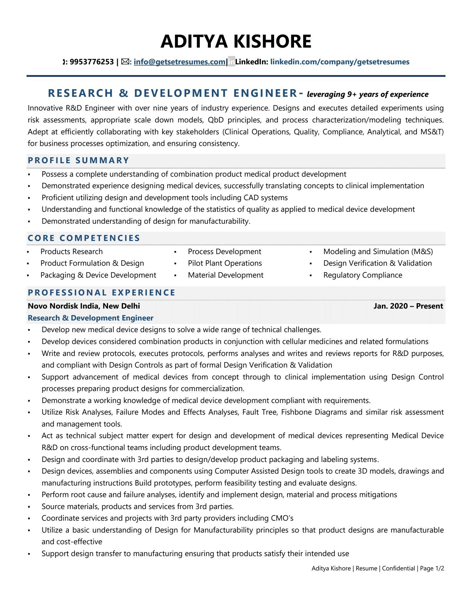 resume format for pharma jobs