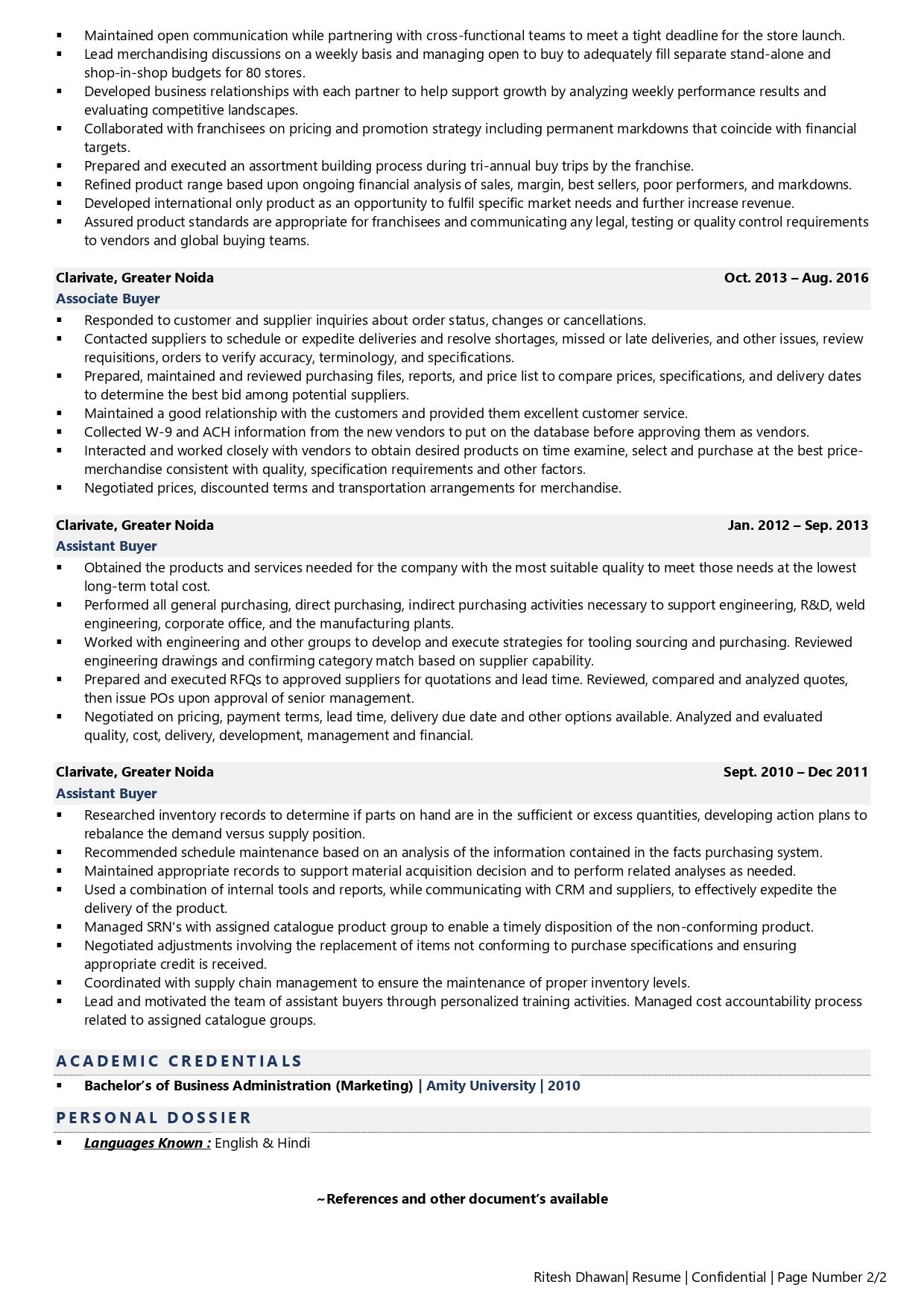 Executive Buyer - Resume Example & Template