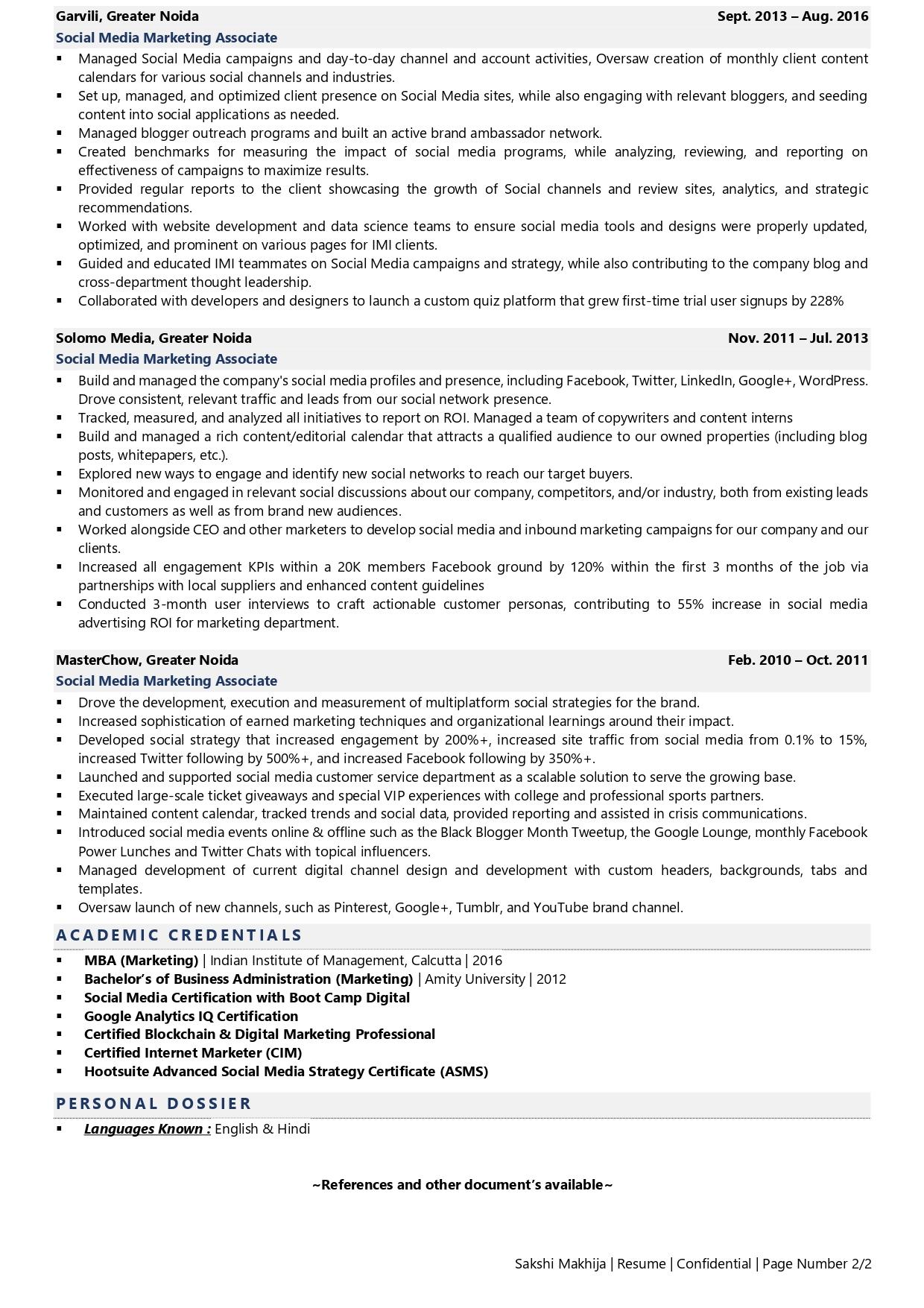 Social Media Manager - Resume Example & Template