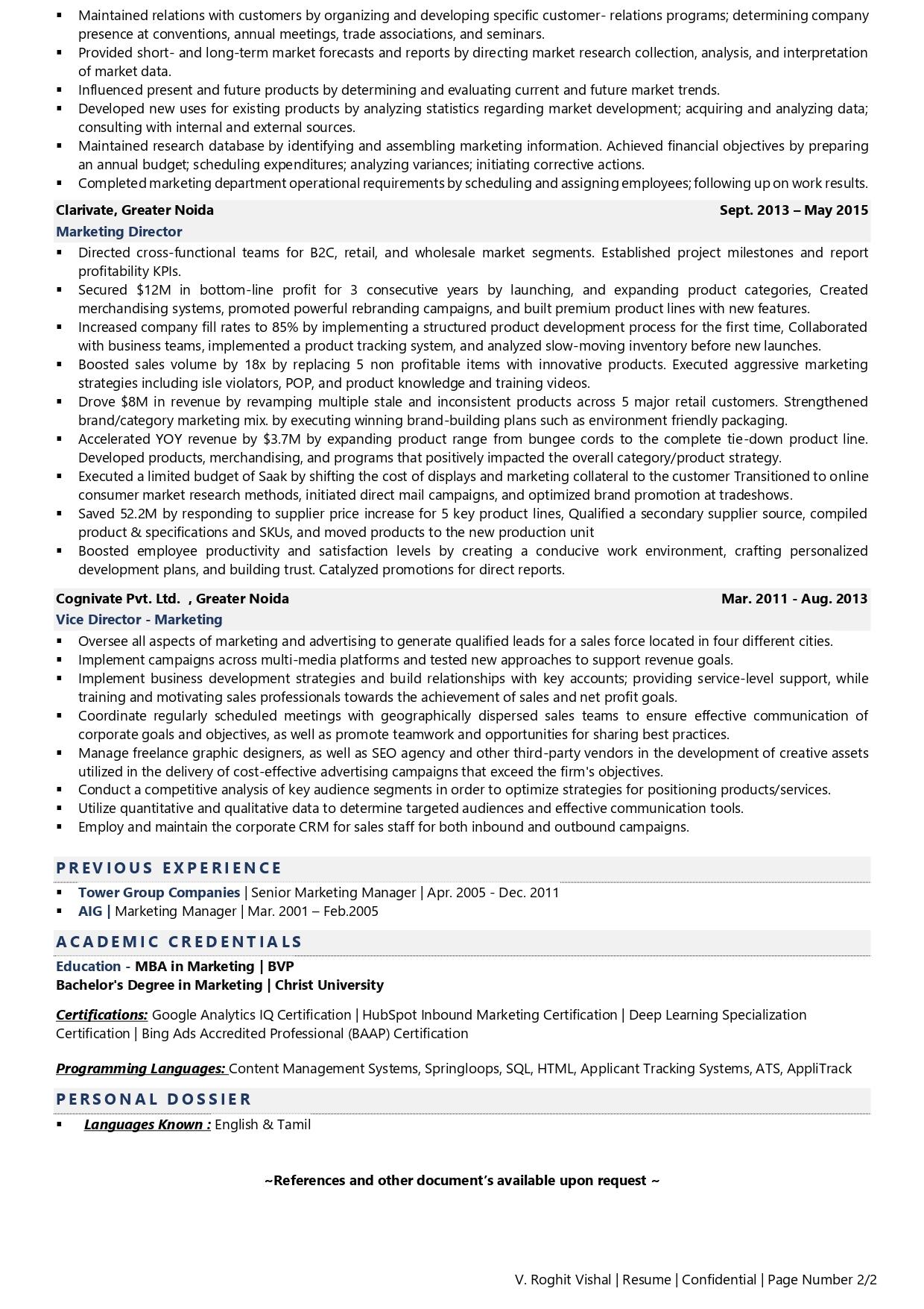 Marketing Director - Resume Example & Template