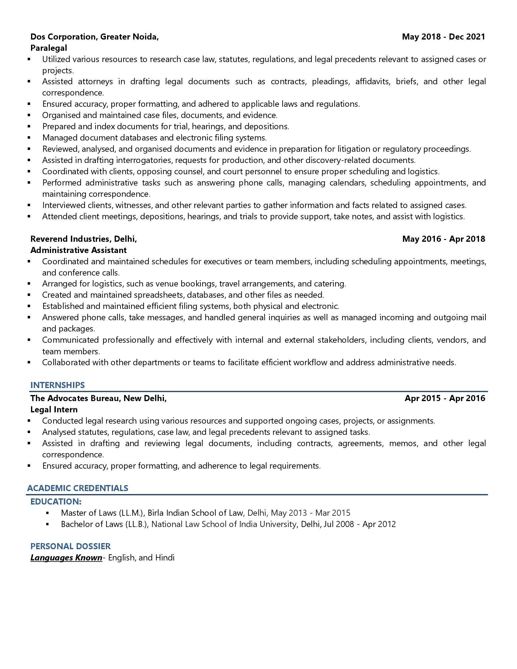 Legal Executive - Resume Example & Template