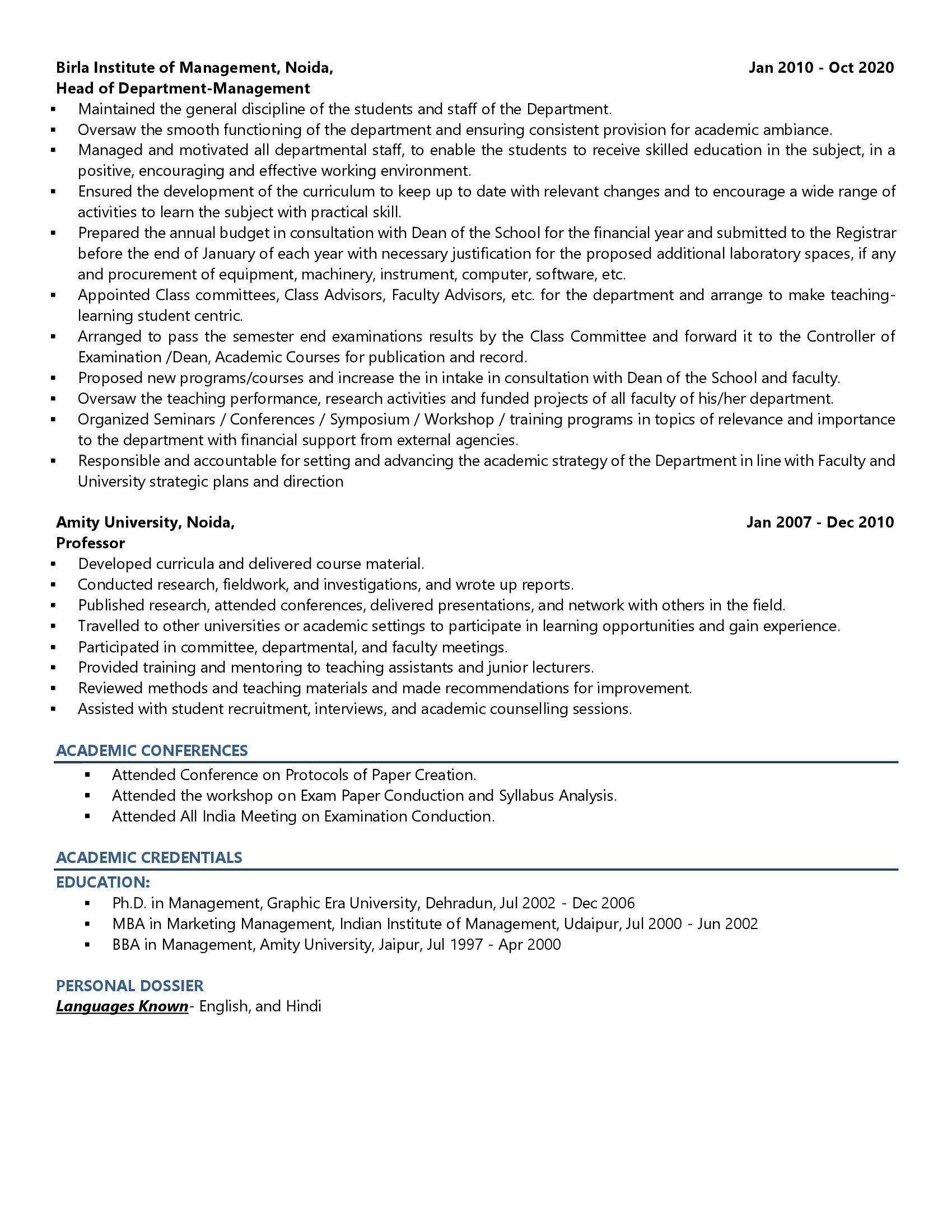 Exam Controller - Resume Example & Template