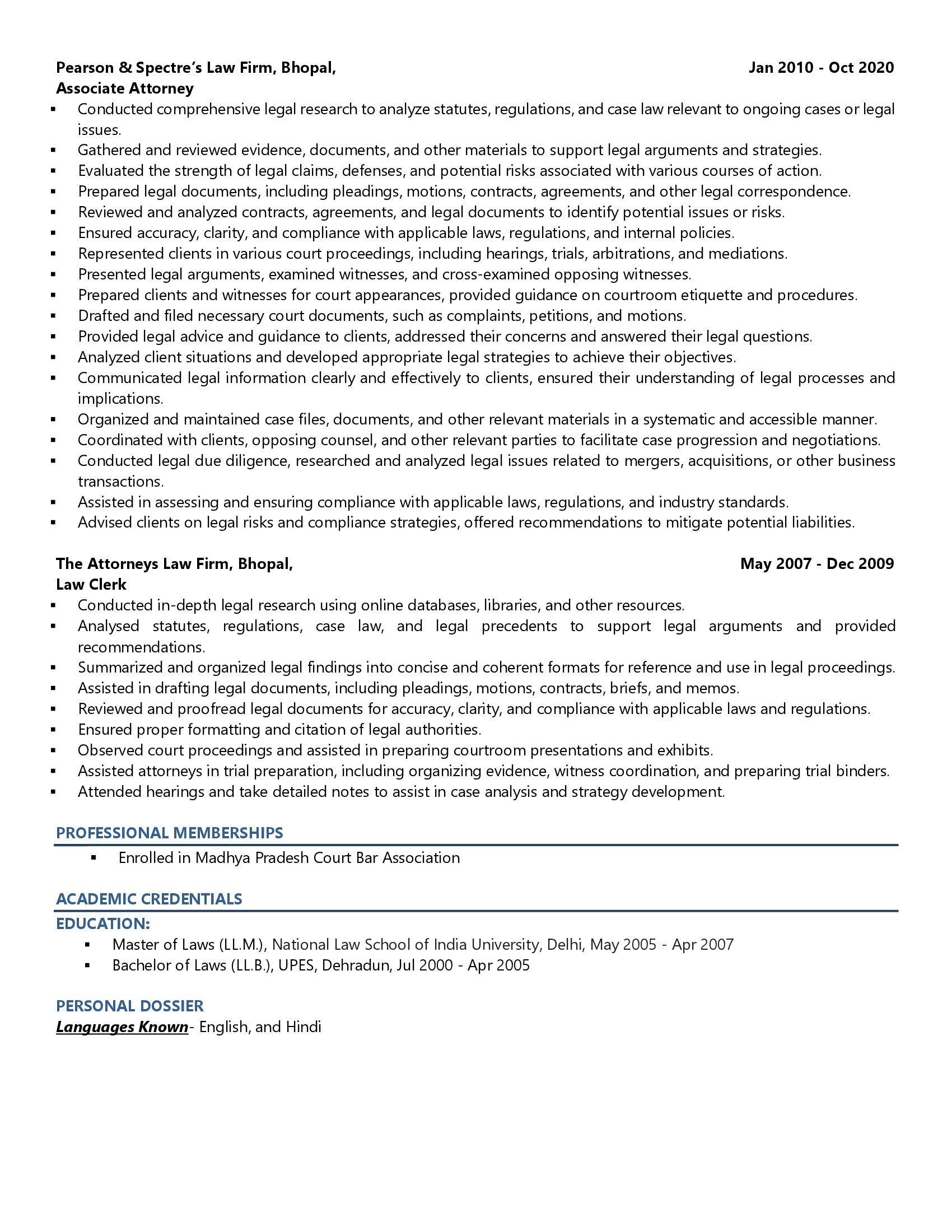 Civil Judge - Resume Example & Template