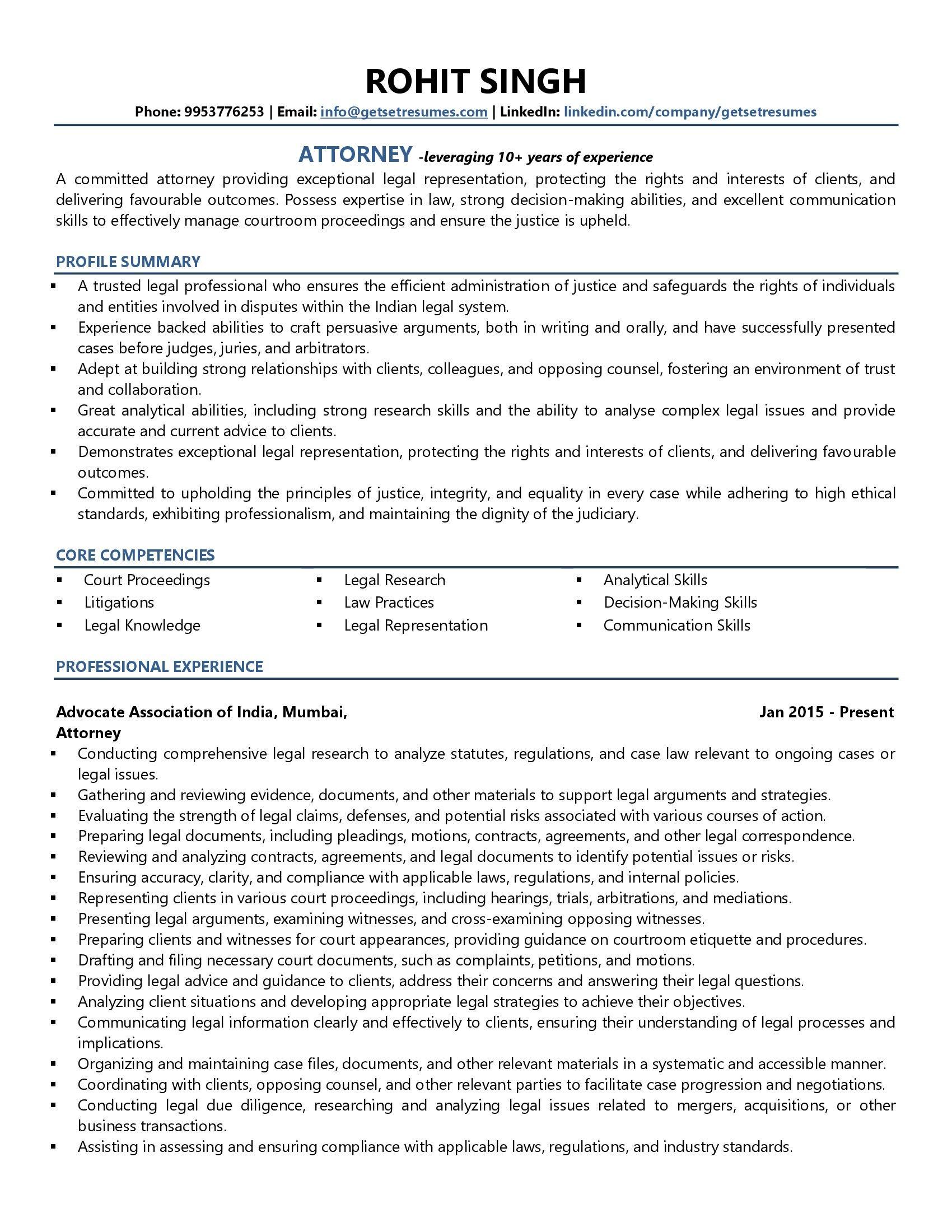 Attorney - Resume Example & Template