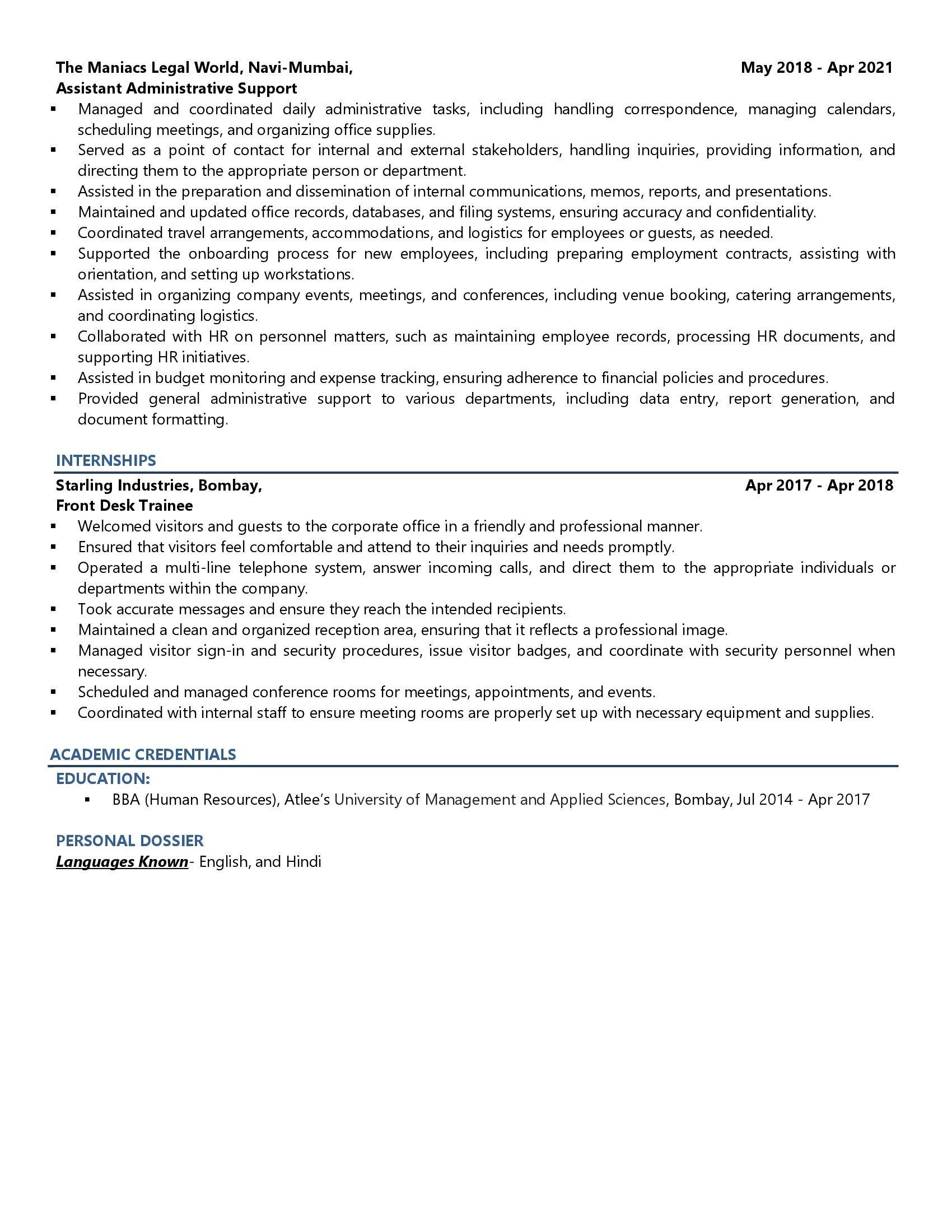 Management Trainees - Resume Example & Template