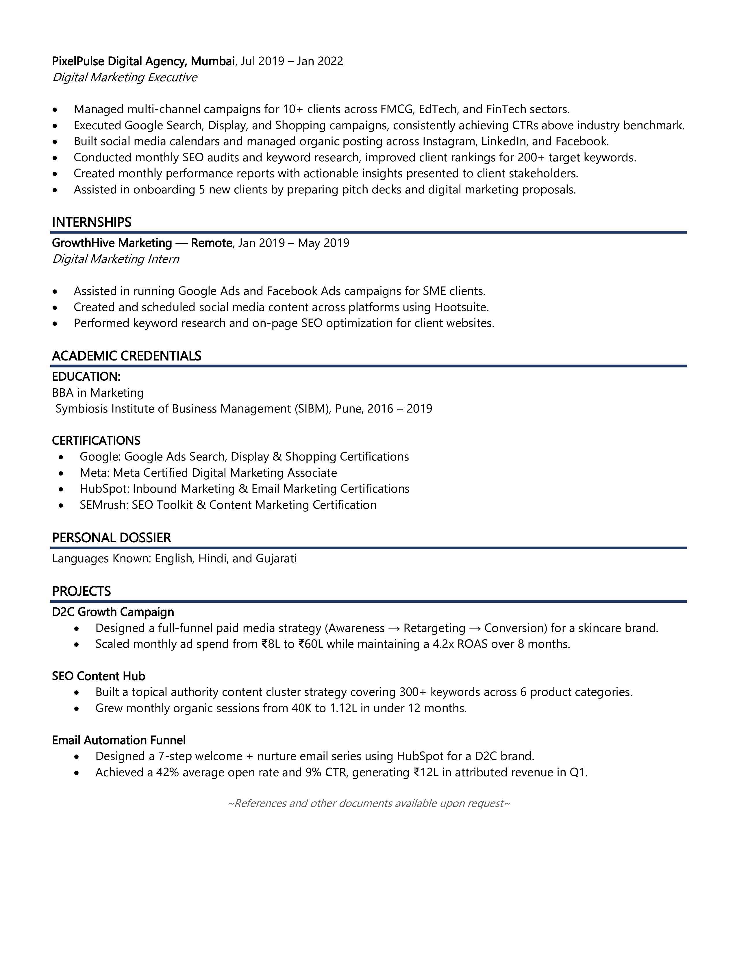 Digital Marketer - Resume Example & Template
