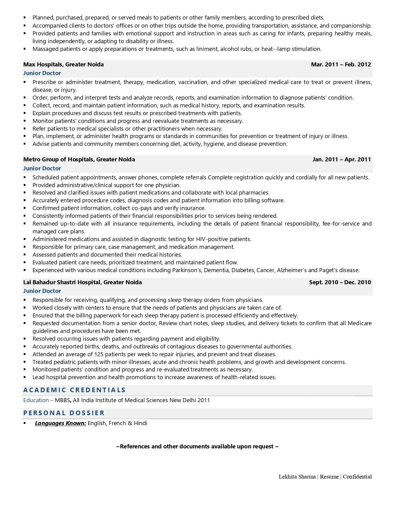Doctor - Resume Example & Template