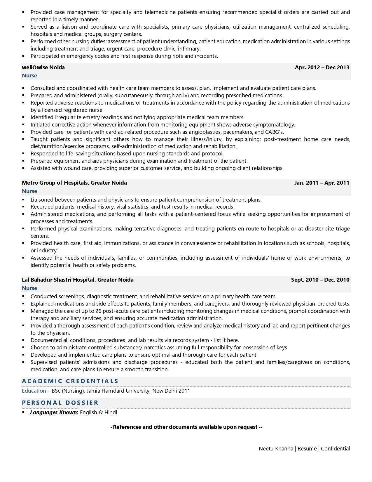 Nurse - Resume Example & Template