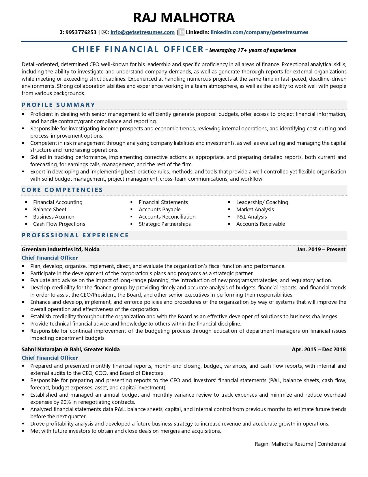 Chief Financial Officer Resume Examples Guide For 2023 60 OFF