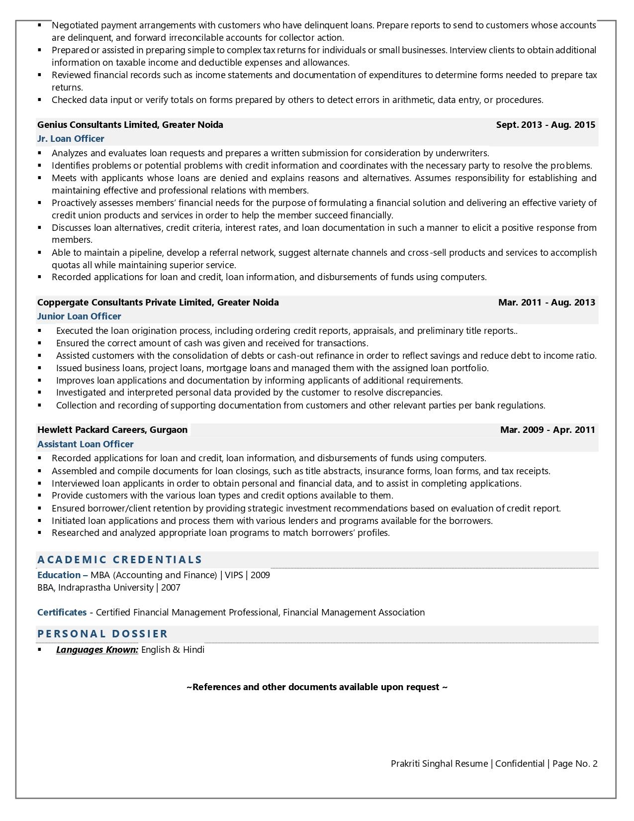 Loan Officer - Resume Example & Template