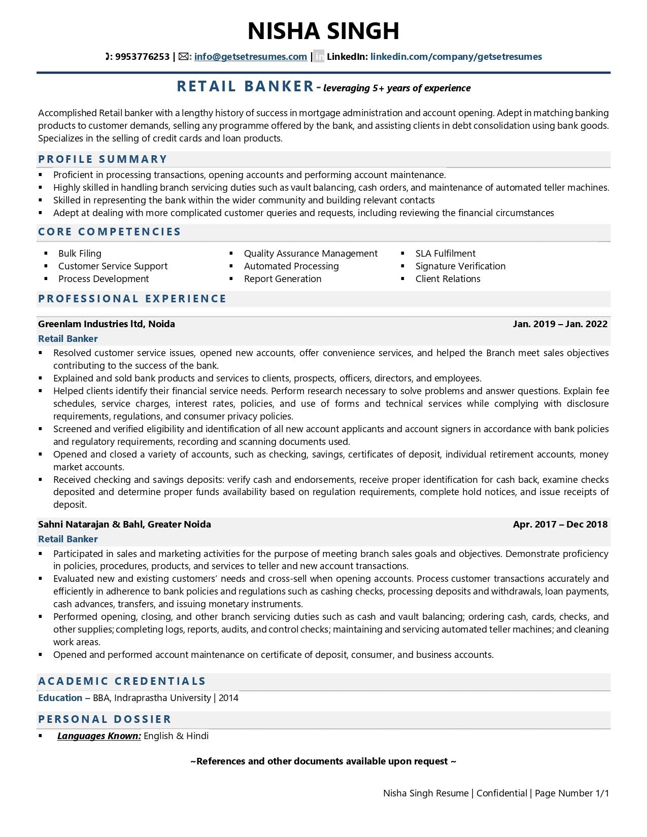 Banking Resume Objective Statement