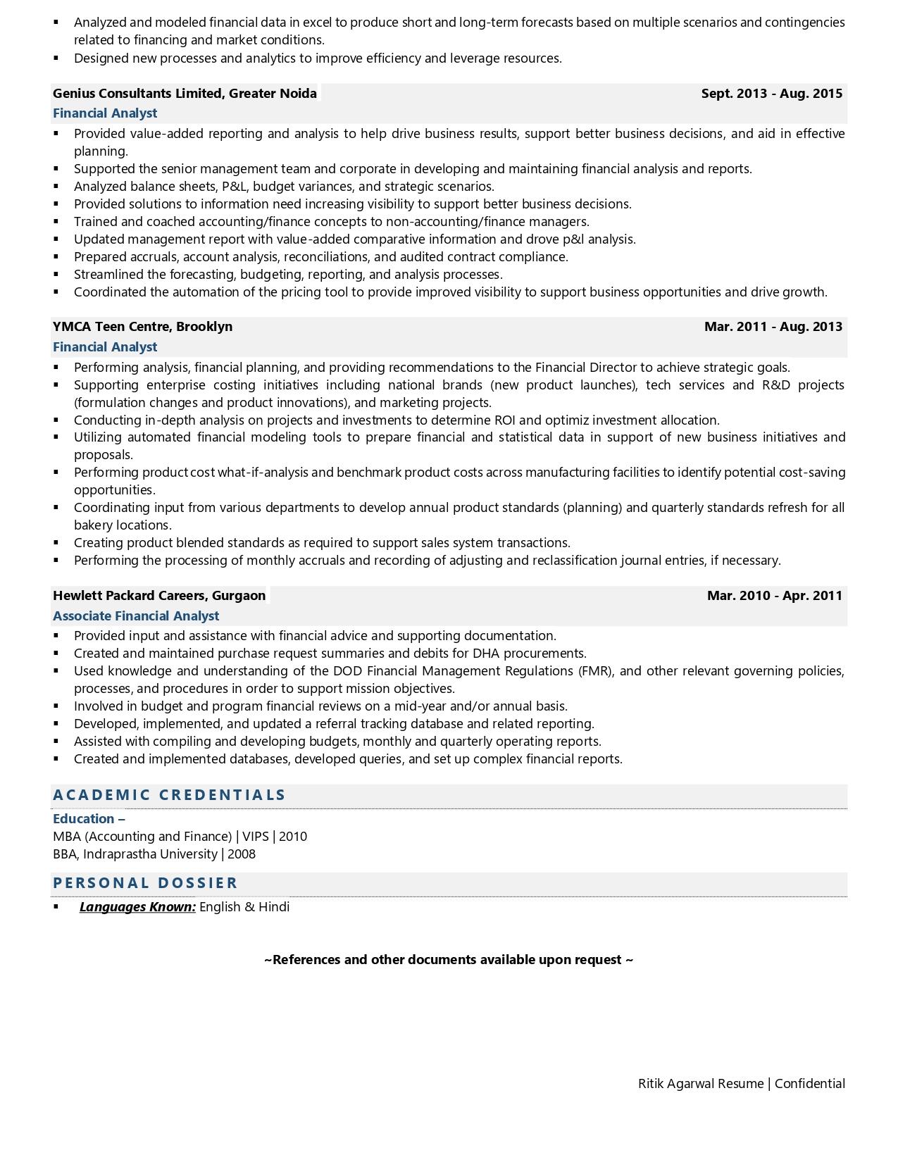 Financial Analyst - Resume Example & Template