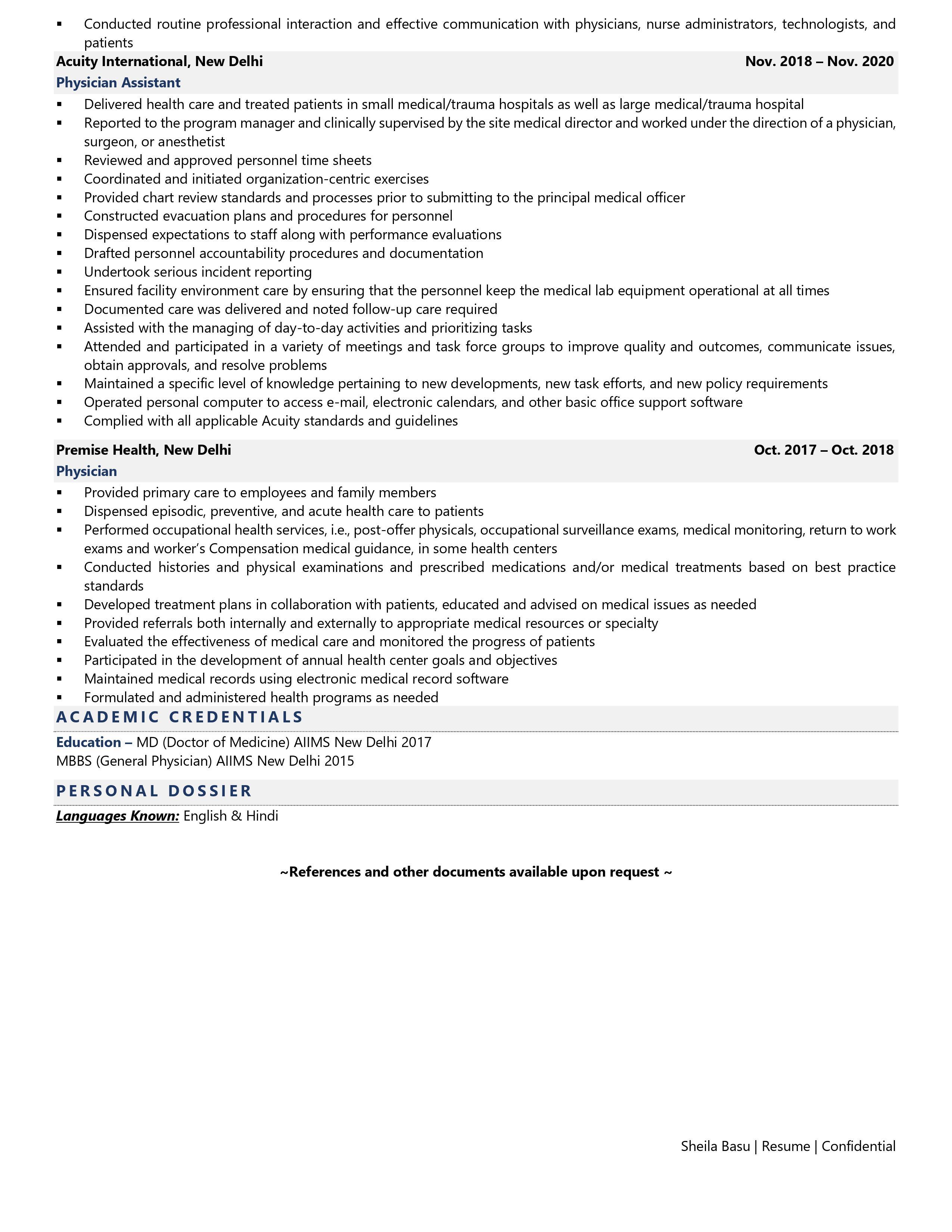 Physician - Resume Example & Template