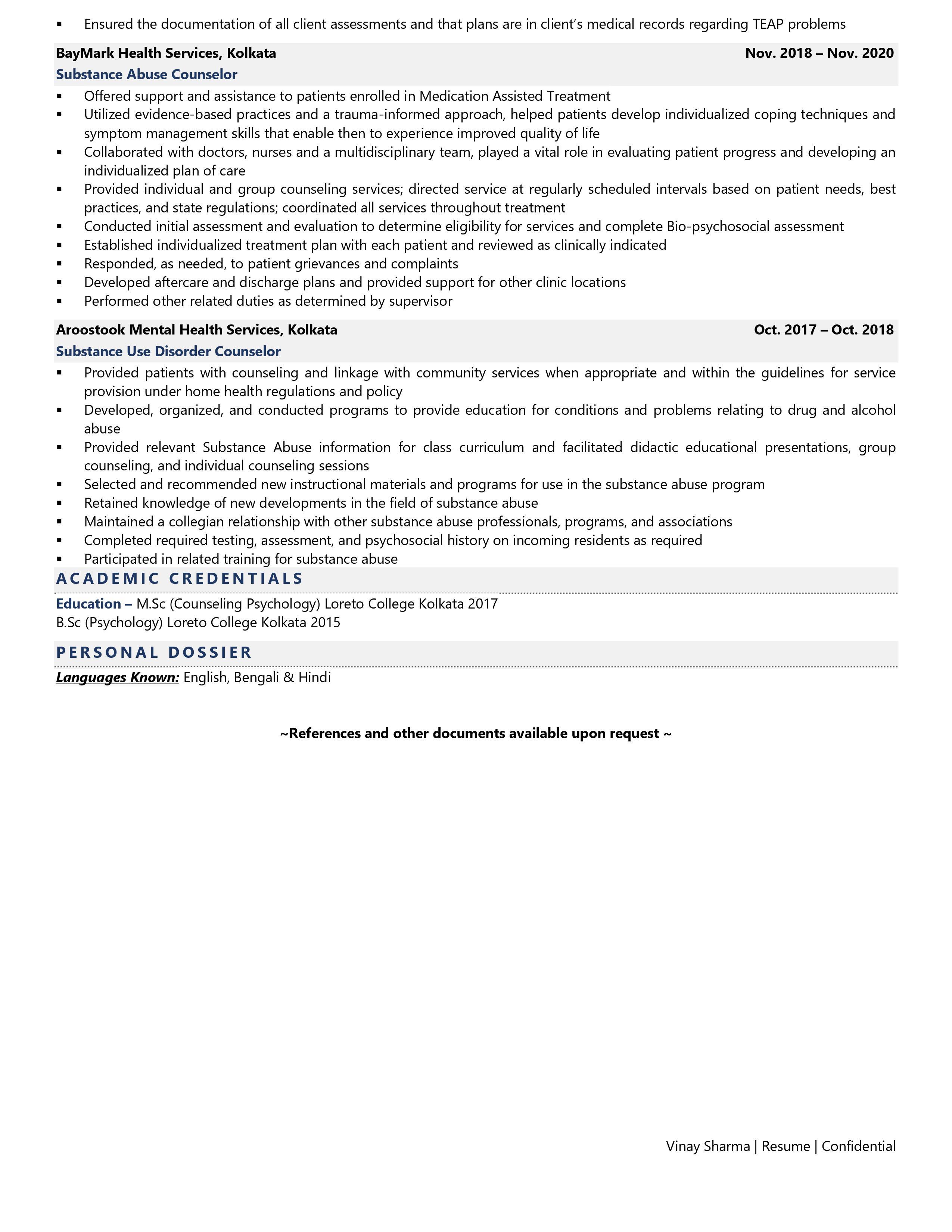 Substance Abuse Counselor - Resume Example & Template