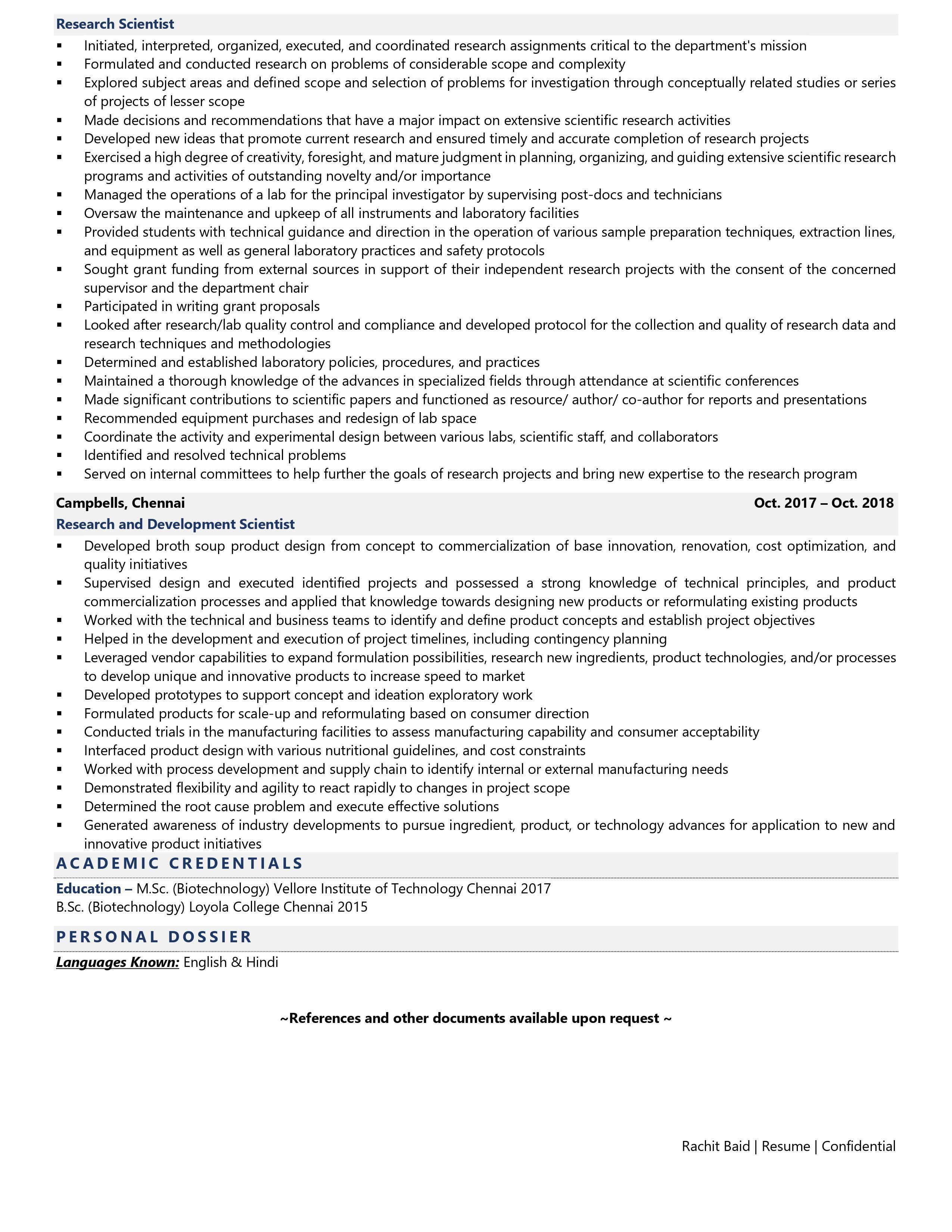 Research Scientist - Resume Example & Template
