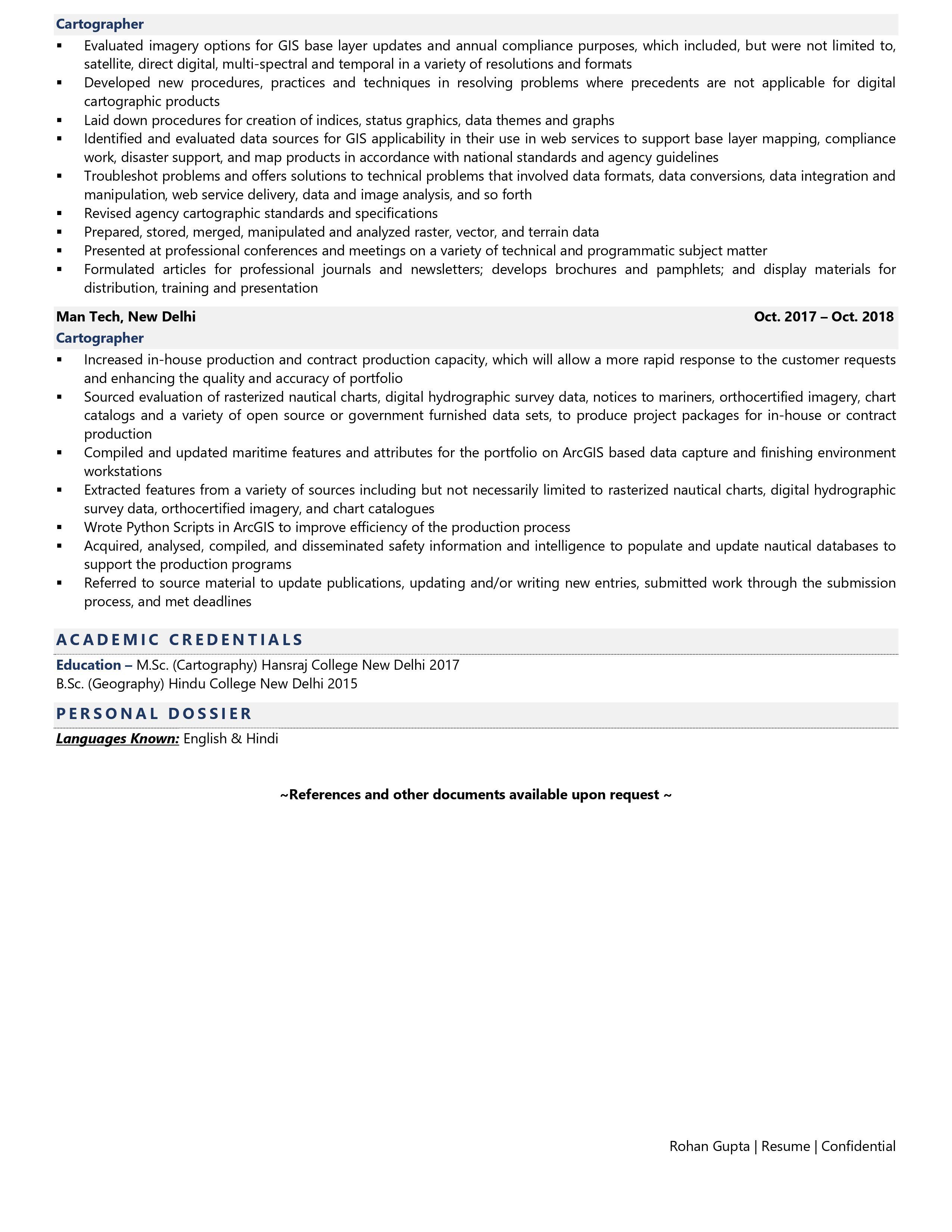 Cartographer - Resume Example & Template