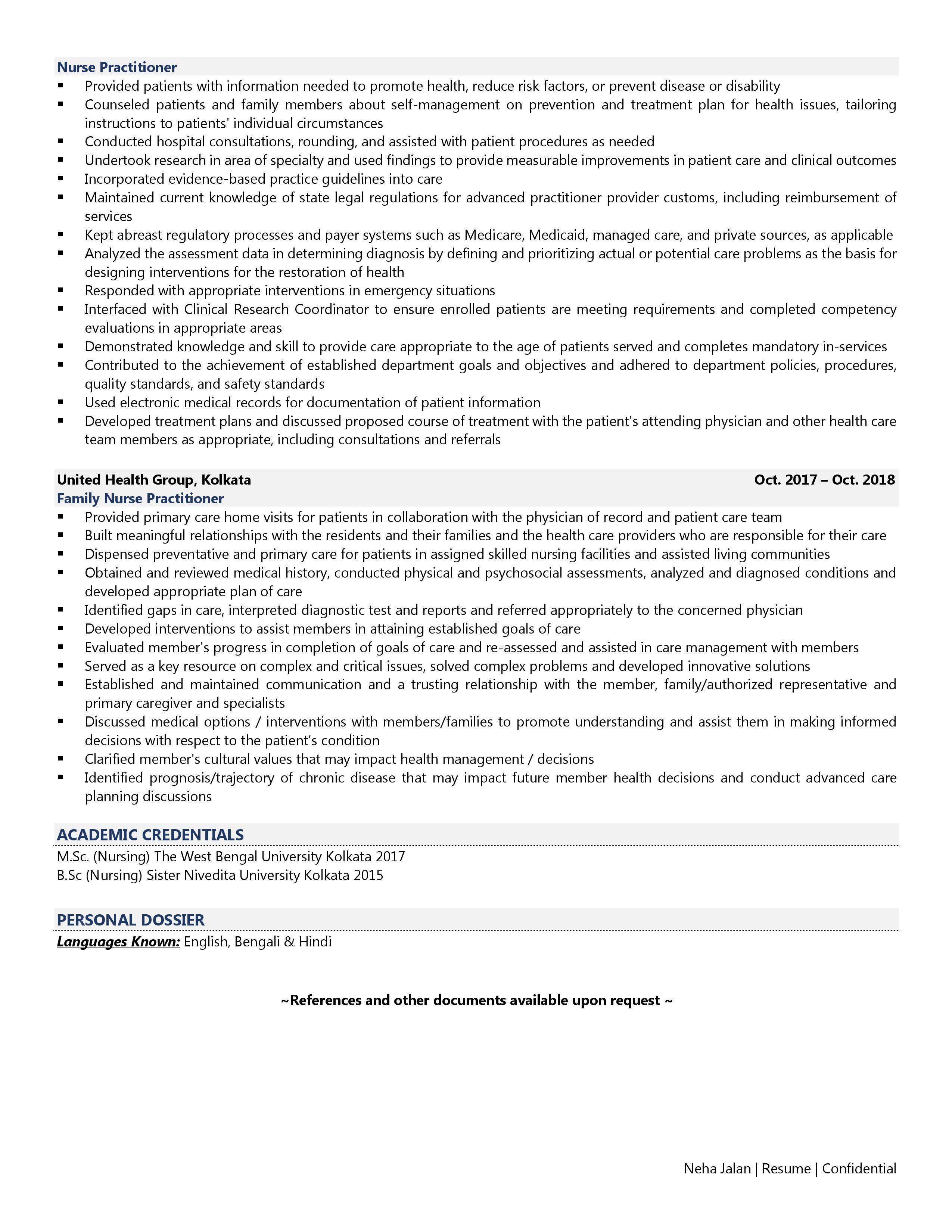 Nurse Practitioner - Resume Example & Template