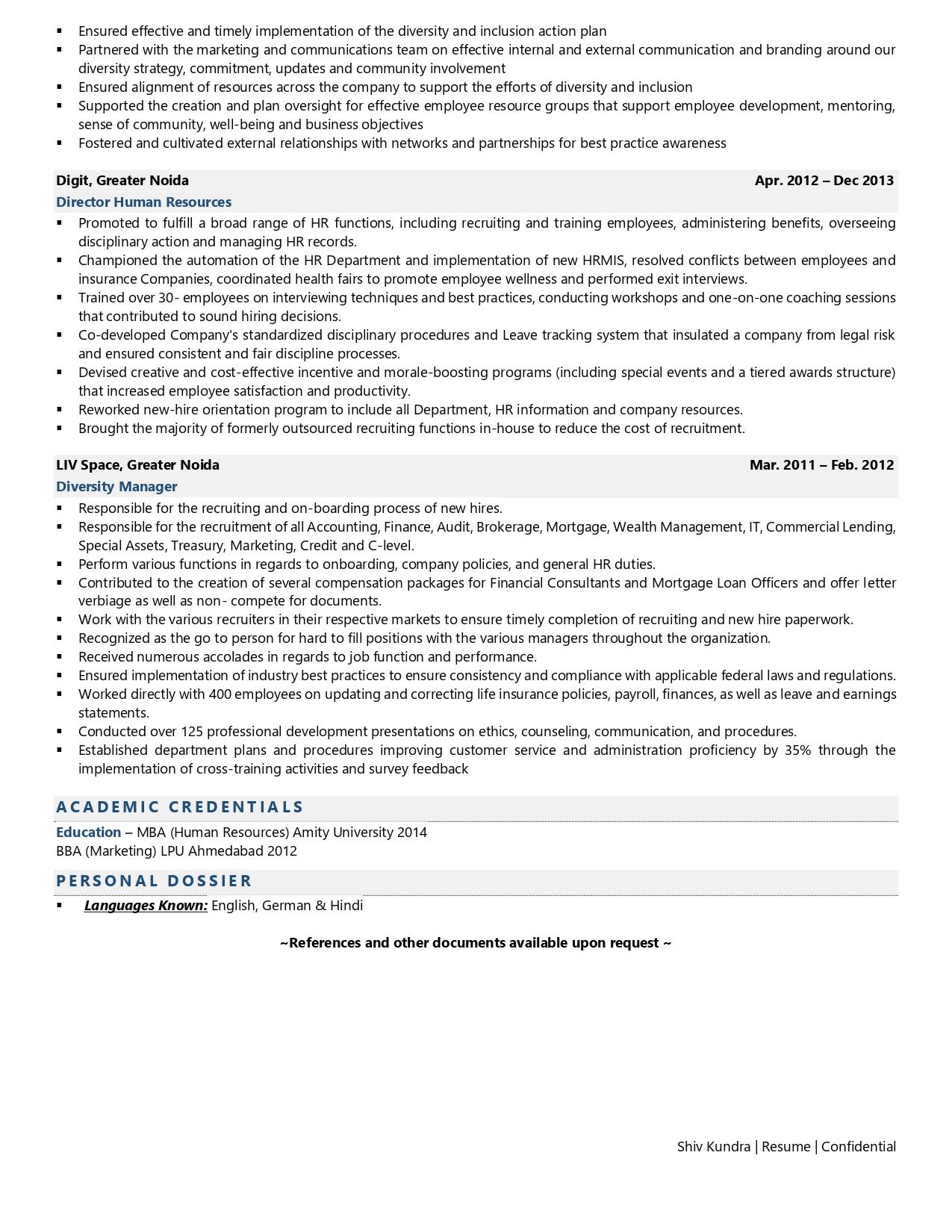 Chief Diversity Officer - Resume Example & Template