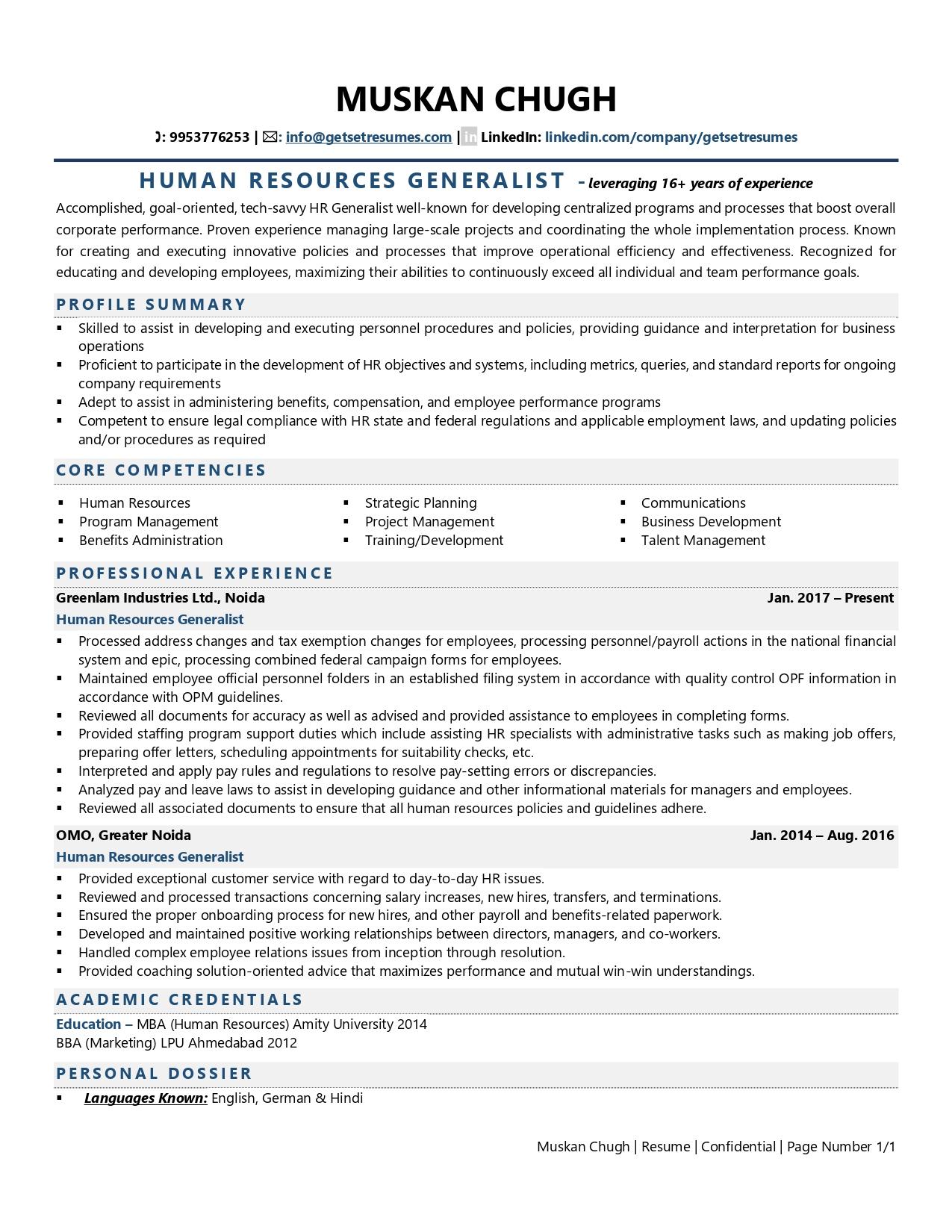 Hr Generalist Resume Template Prntbl concejomunicipaldechinu gov co
