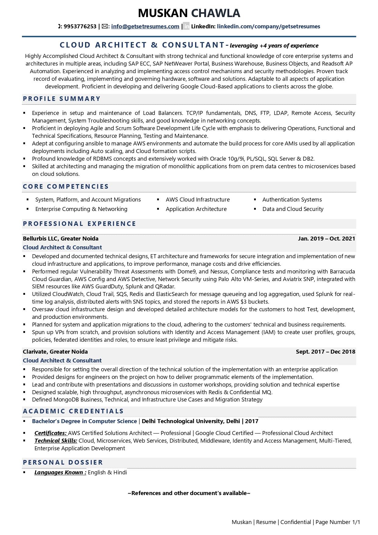 oracle cloud project manager resume