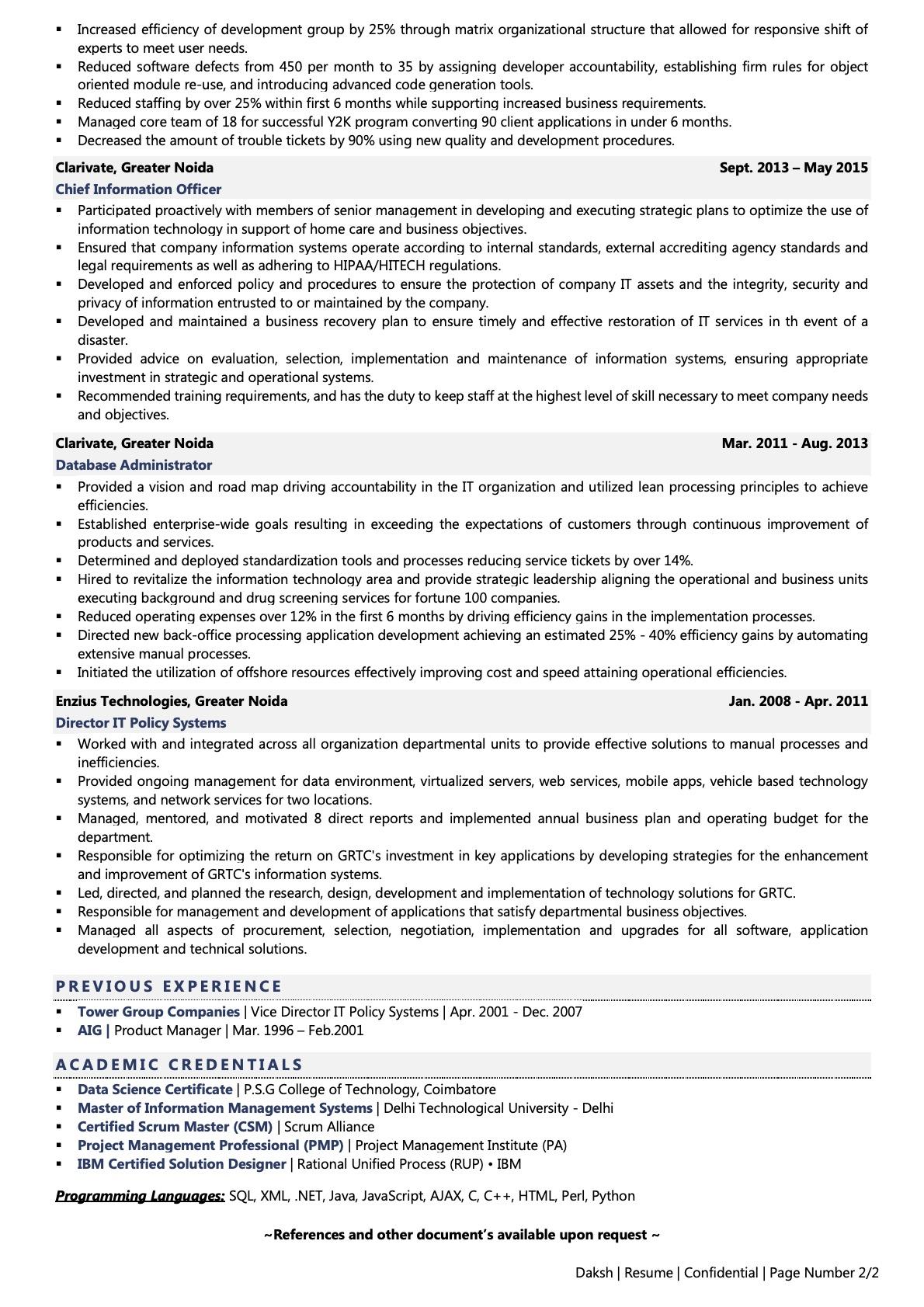 CIO - Resume Example & Template