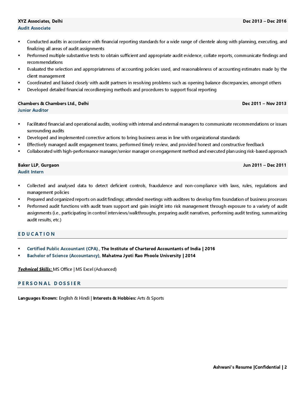 Auditor - Resume Example & Template