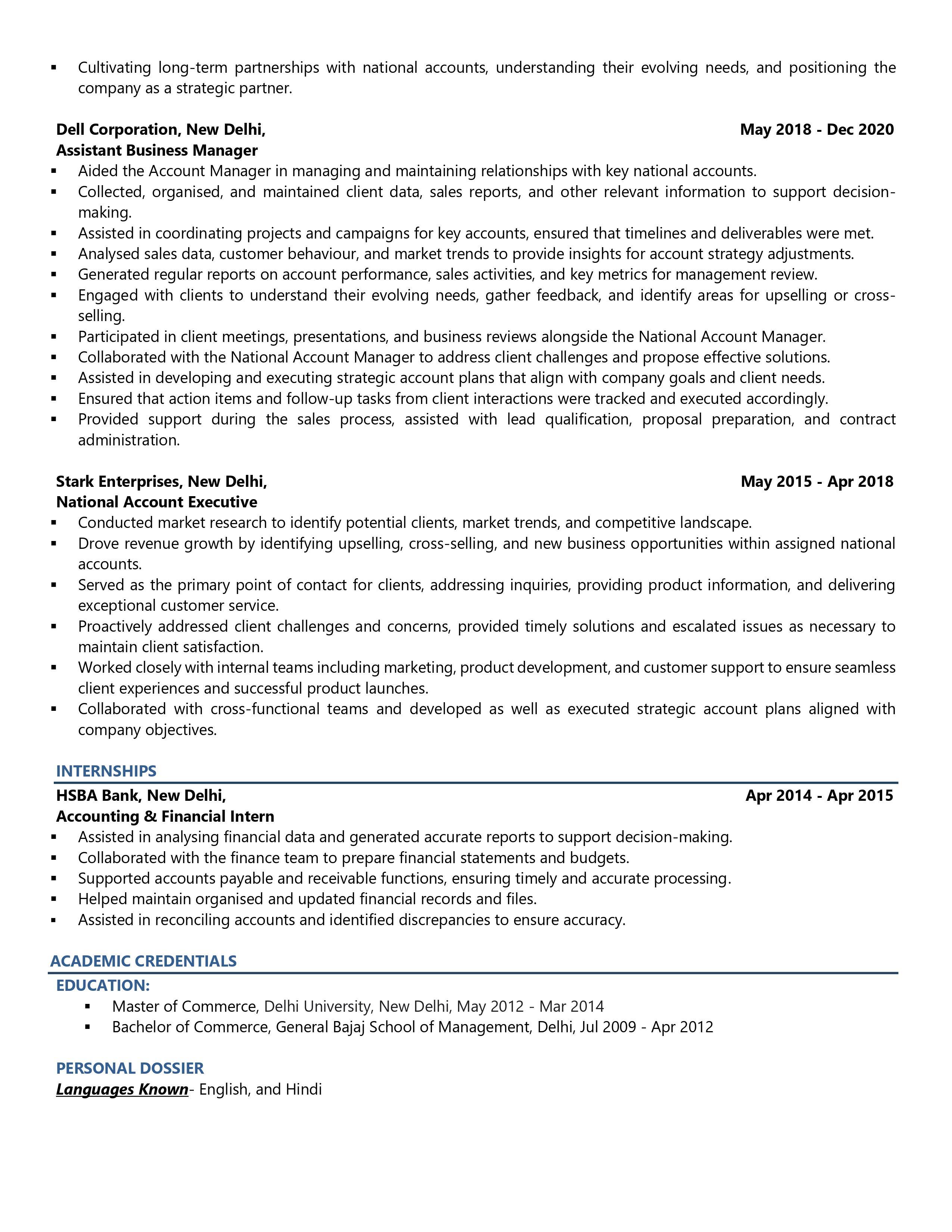 Account Manager - Resume Example & Template
