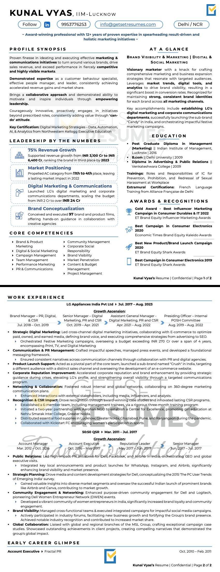 Sample Resume of GM - Branding & Senior Marketing Officer by GetSetResumes