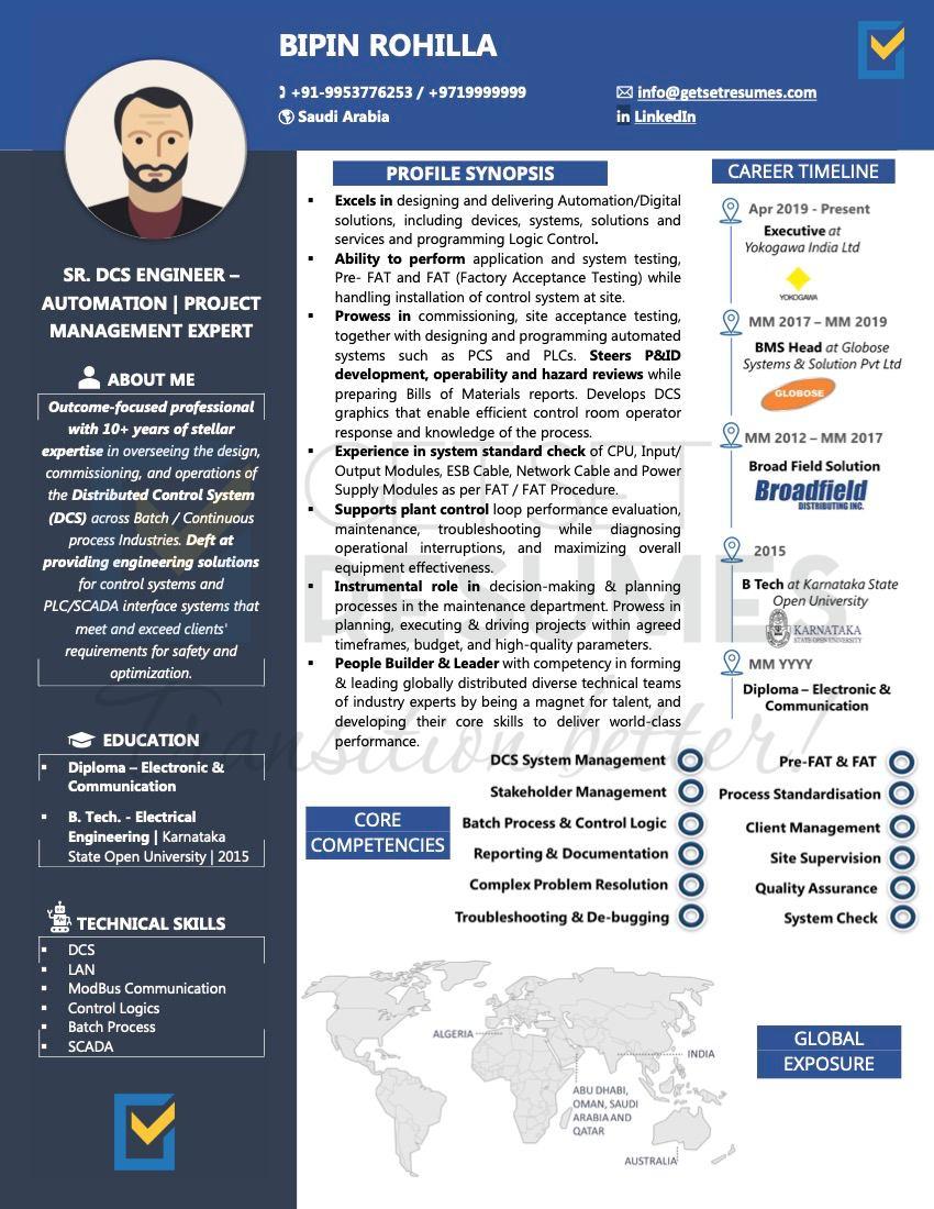 Automation Project Manager, Electrical & Electronics Engineer Sample Resume Template by GetSetResumes